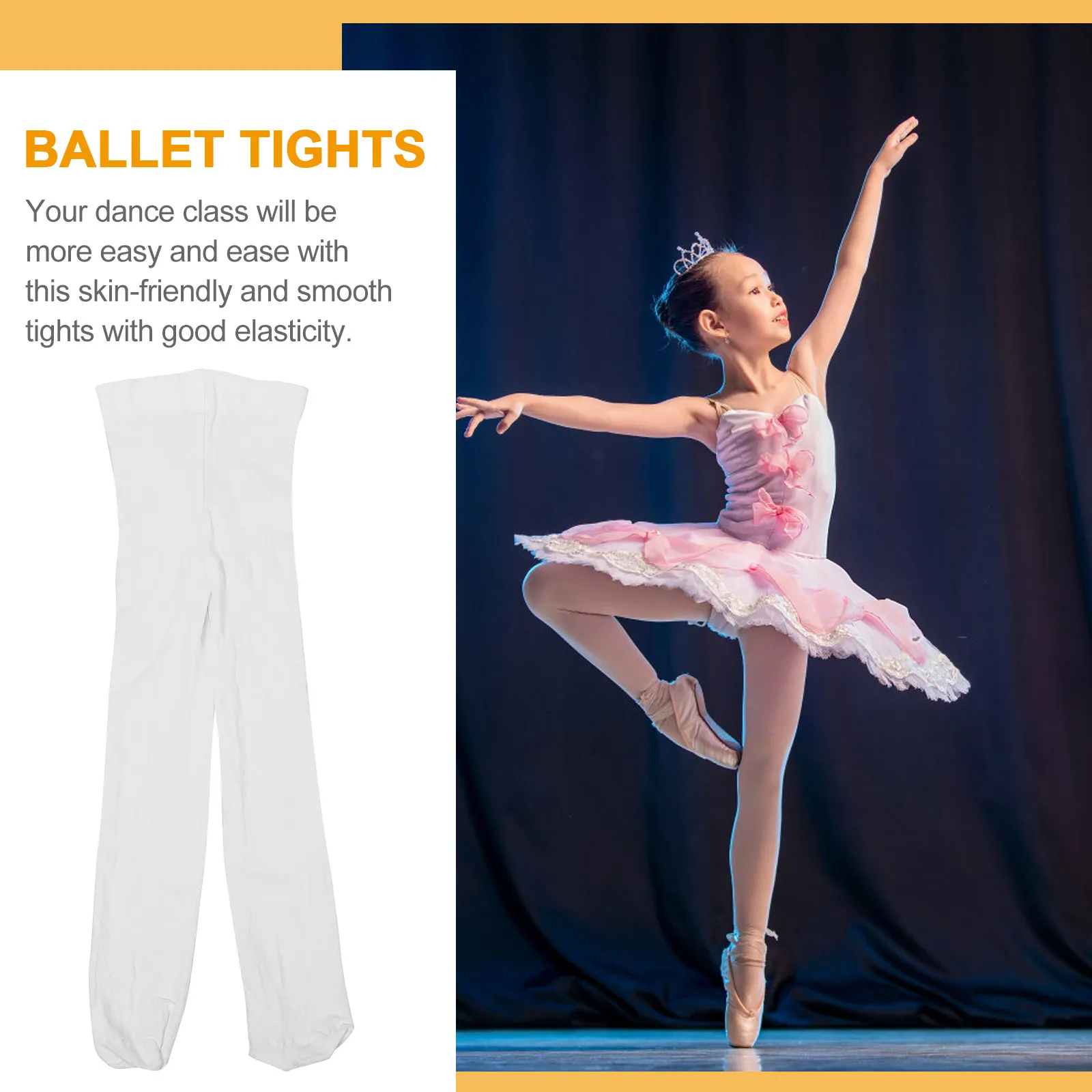 2Pairs Ballet Dance Tights White Size S Height 100-130Cm Soft Elastic Comfortable Socks for Women Girls Ballet Practice