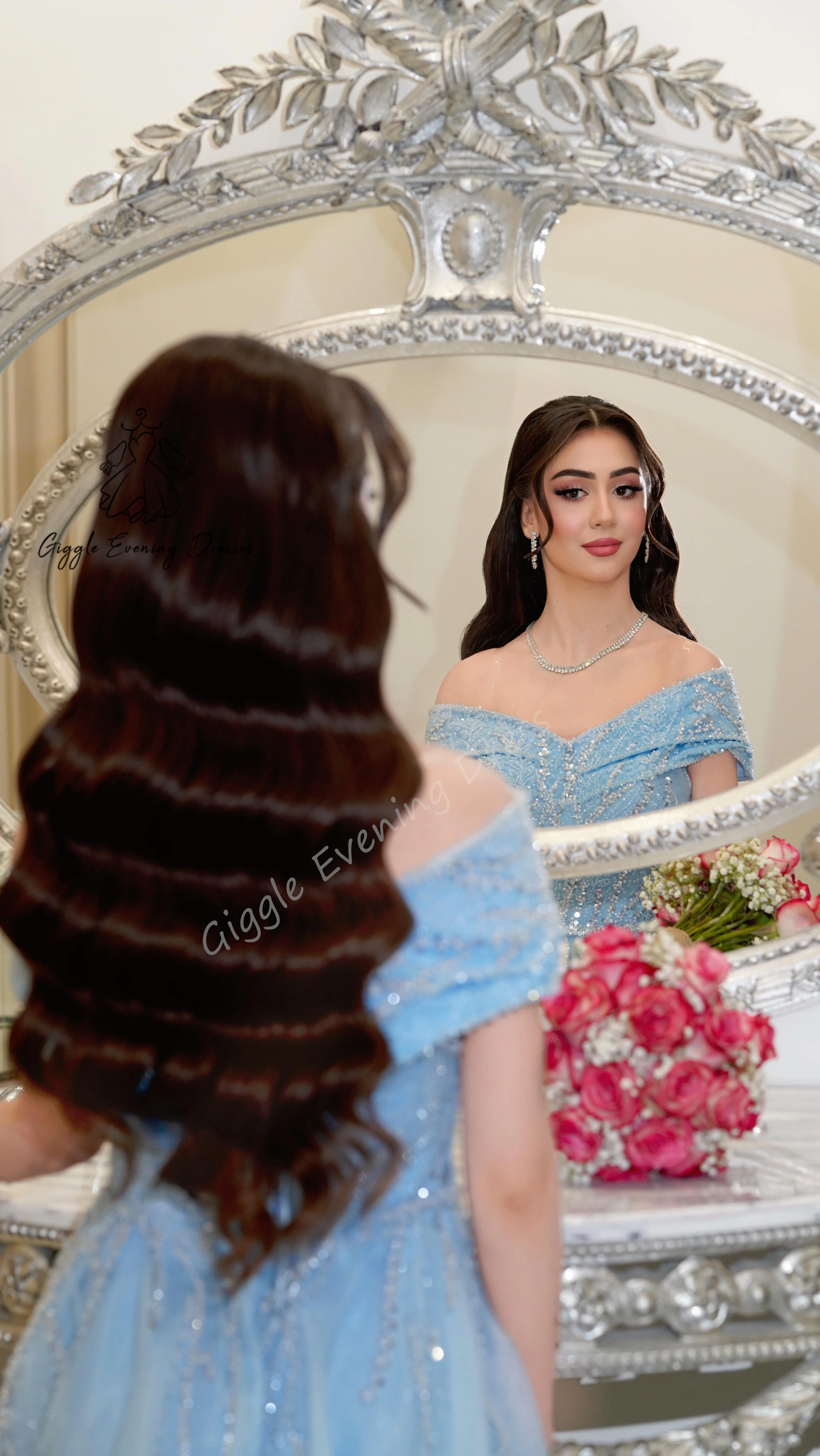 Giggle V-neck Beaded Lace Short Sleeves Saudi  A-line Evening Gala Dress 2025 New Style Cocktail Dresses