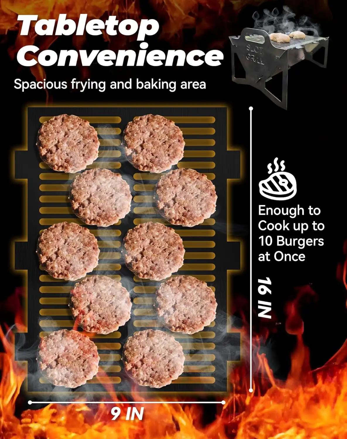 Parrillas plegables para barbacoa, parrillas de Metal plegables pequeñas para exteriores, parrillas con ranura de montaje rápido gruesas mejoradas para Picnics de acampada