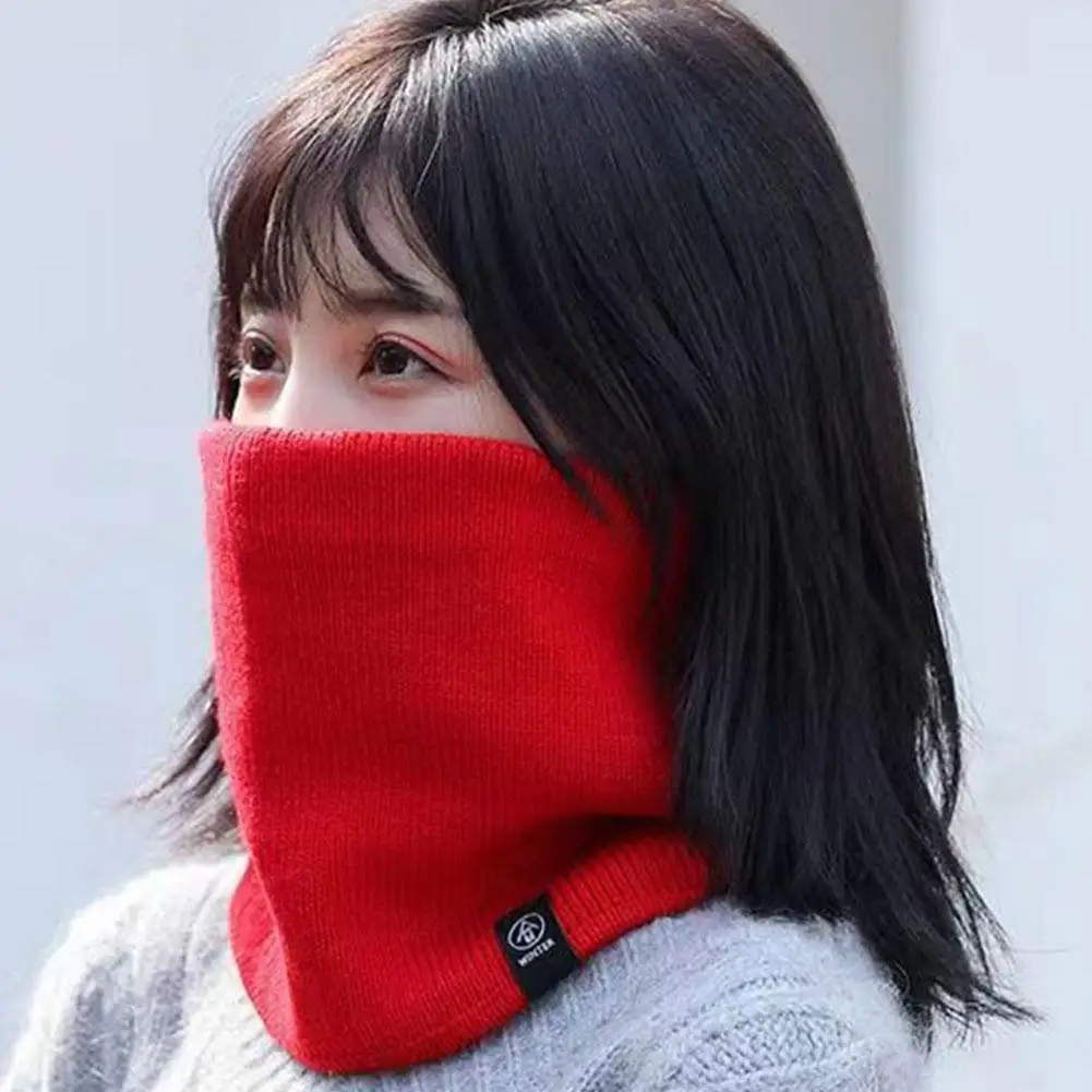 الصلبة الشتاء أفخم الخمار الصوفية الحياكة للنساء الصوف الدائري باندانا وشاح الرقبة أدفأ برتقالي سميكة الكشمير عقال قناع للتزلج