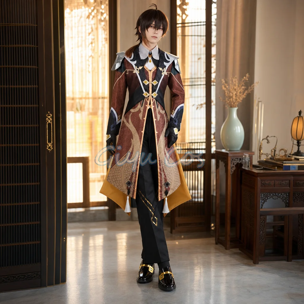 

Genshin Impact Zhongli Cosplay Costume Full Set Carnival Uniform Halloween Party Masquerade for Women Game