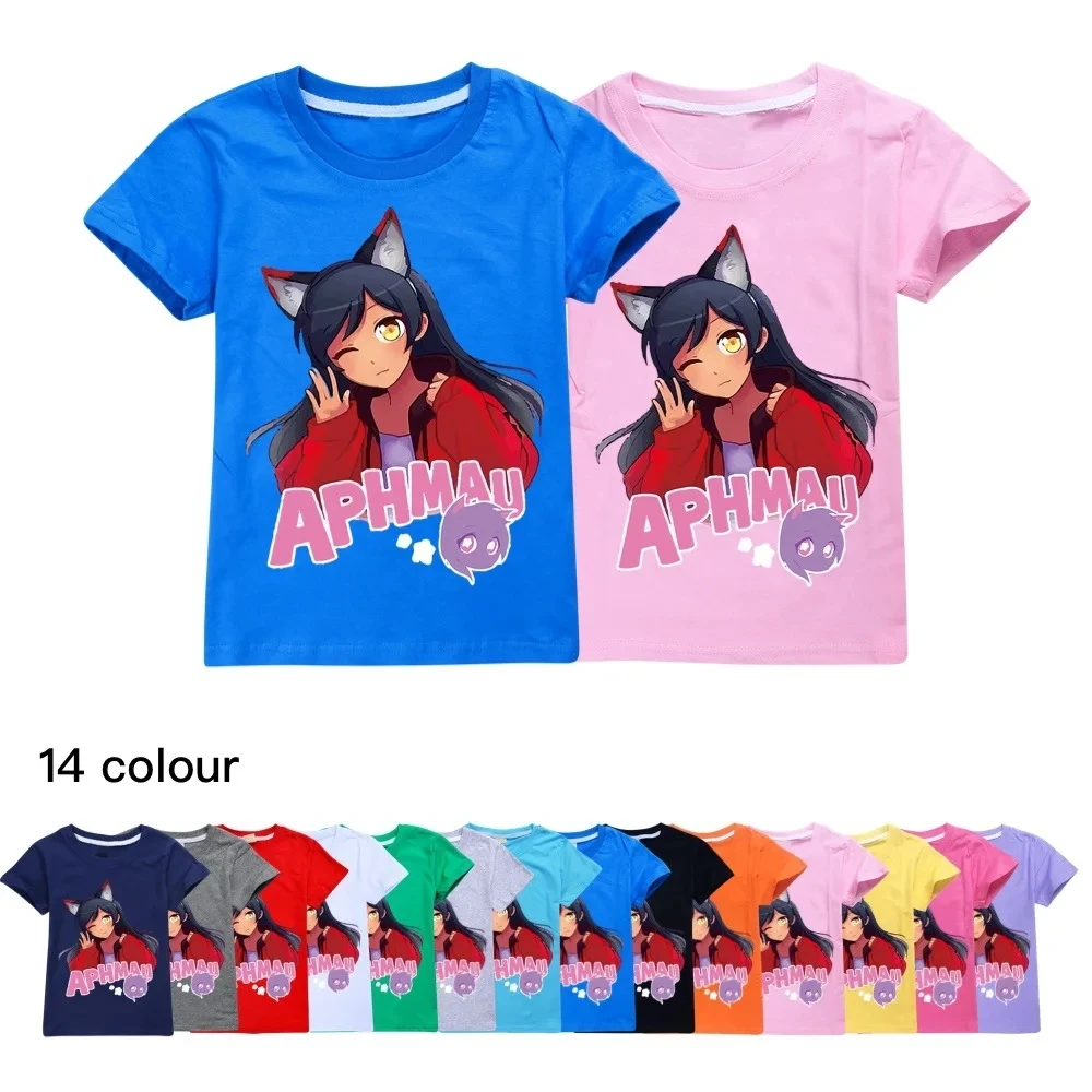 2024 New APHMAU T-shirt Kids Summer Clothes Baby Girls Cartoon Tshirt Boys O-neck Short Sleeve Tops Children\'s Birthday Clothing