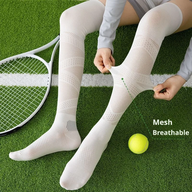1/3 Pairs Women's New Compression Over-the-Knee Socks Thin Mesh Breathable Long Sports Socks Fitness Running Pilates Tennis