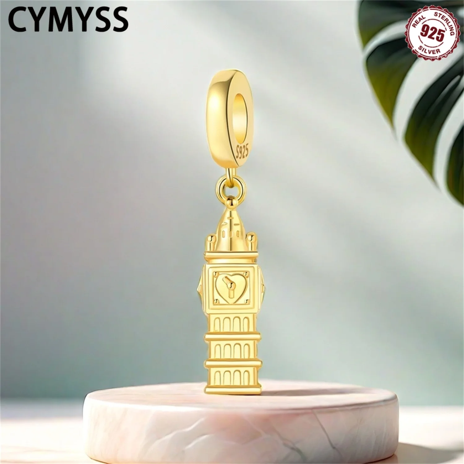 

CYMYSS 2025 New S925 Sterling Silver UK London Big Ben Gold Pendant Boutique Travel Birthday Party Jewelry Gifts Women's Pendant