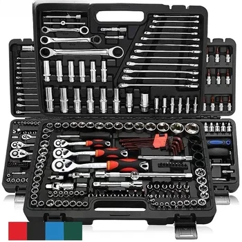 46pcs Socket Ratchet Car Repair Tool Wrench Set Head Ratchet Pawl Socket Spanner Screwdriver Professional Metalworking Tool Kit