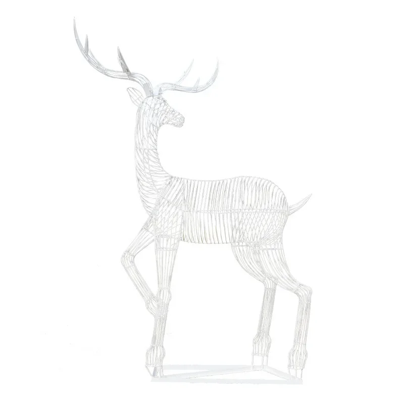 

Wrought iron hollow sika deer sculpture outdoor garden landscape park green real estate scenic lawn