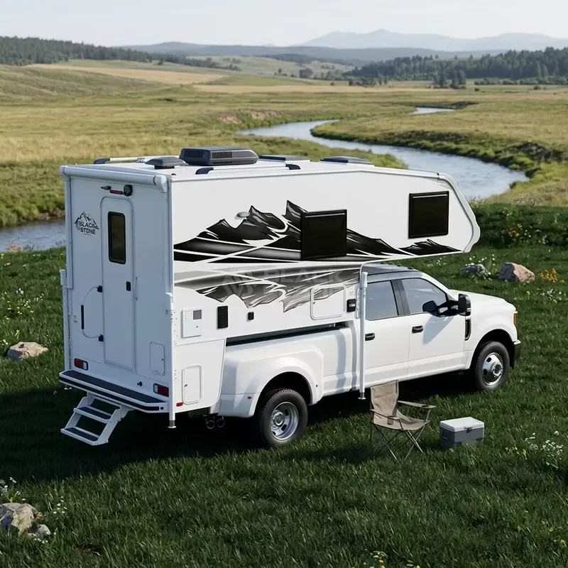 Custom Fiberglass Pickup Truck Camper Slide-in Hard Side RV Camper for Outdoor Camping Overland Travel for Ford Chevy Toyota