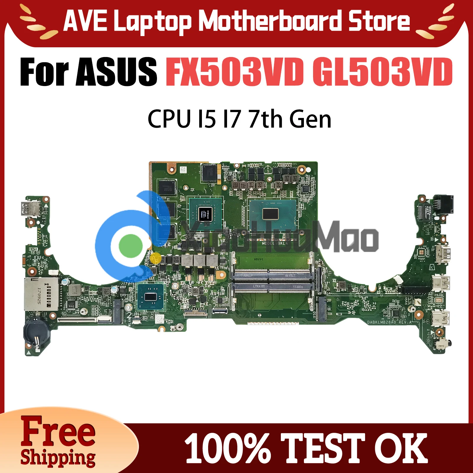 

FX63VD Laptop Motherboard For ASUS GL503VD FX503VD ZX63V S5A FZ63VD GL503VE Mainboard i5 i7 CPU GTX1050 GTX1050Ti V4G V2G