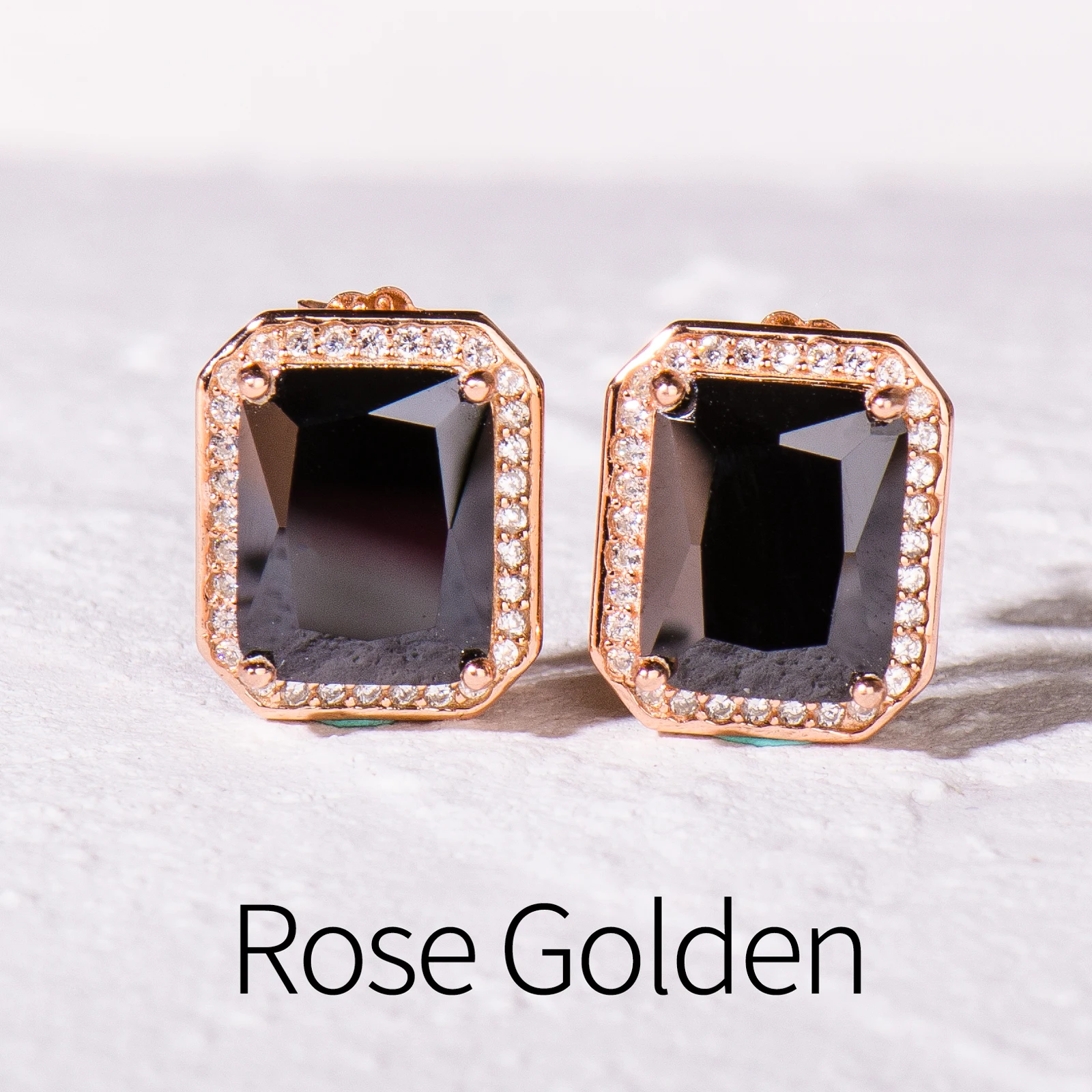 

925 Silver Inlaid Black Stone Earrings with Square Main Stone, Simple and Versatile, Stylish and Unique Earrings