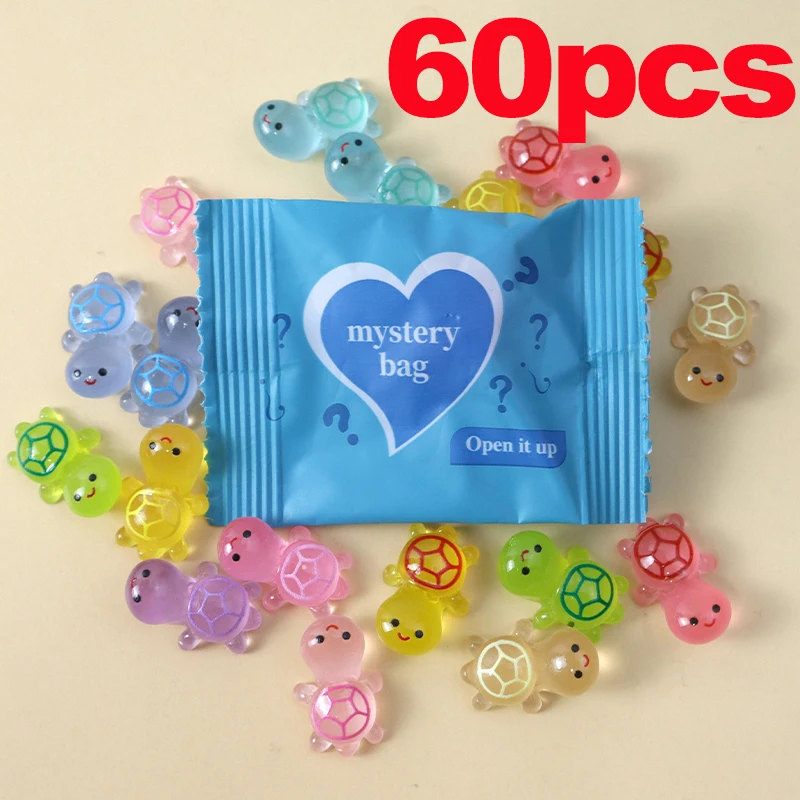 

60pcs Mini Luminous Resin Animal Turtle Blind Box Creative Home Decoration Desktop Ornament Model Micro Birthday Blind Bag Gift