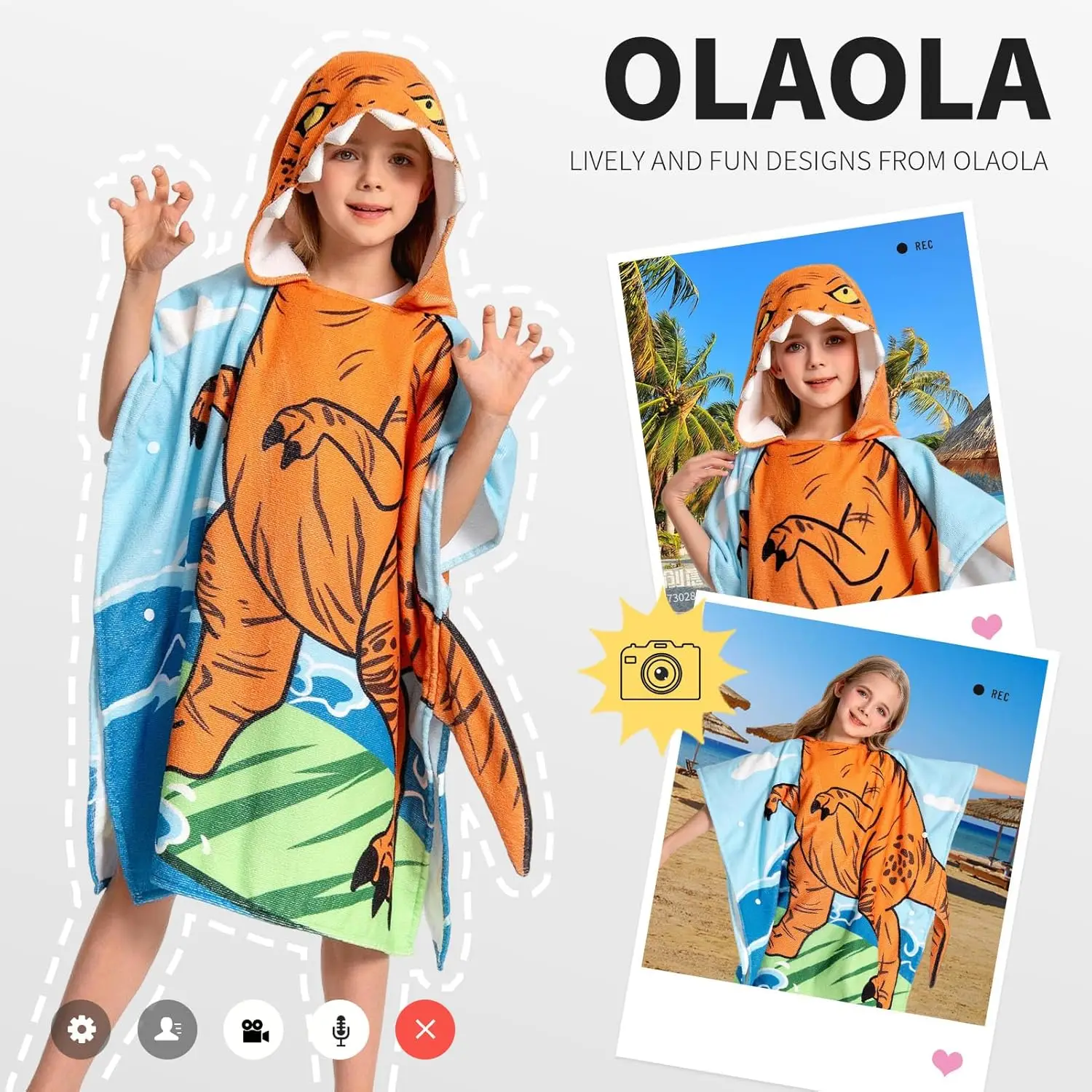 キッズ漫画印刷バスローブ女の子恐竜フード付きビーチタオル男の子バスタオル子供フード付きケープタオル子供バスアイテム