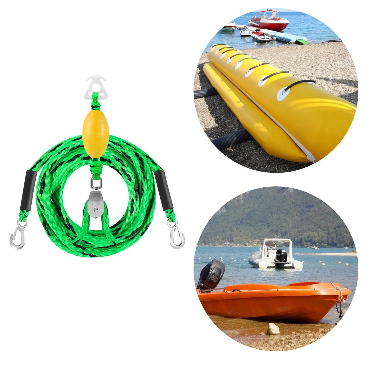 

Durable Boat Tow Harness Rope 17ft for Water Tubing Ski Wakeboard PE Accessory with Sturdy Hooks
