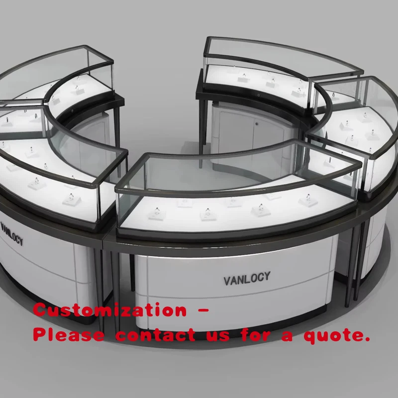 custom.Custom Wooden LED Lighting Jewelry Showcase Display Furniture Jewellery Glass VENEER Powder Coated Counter Shop