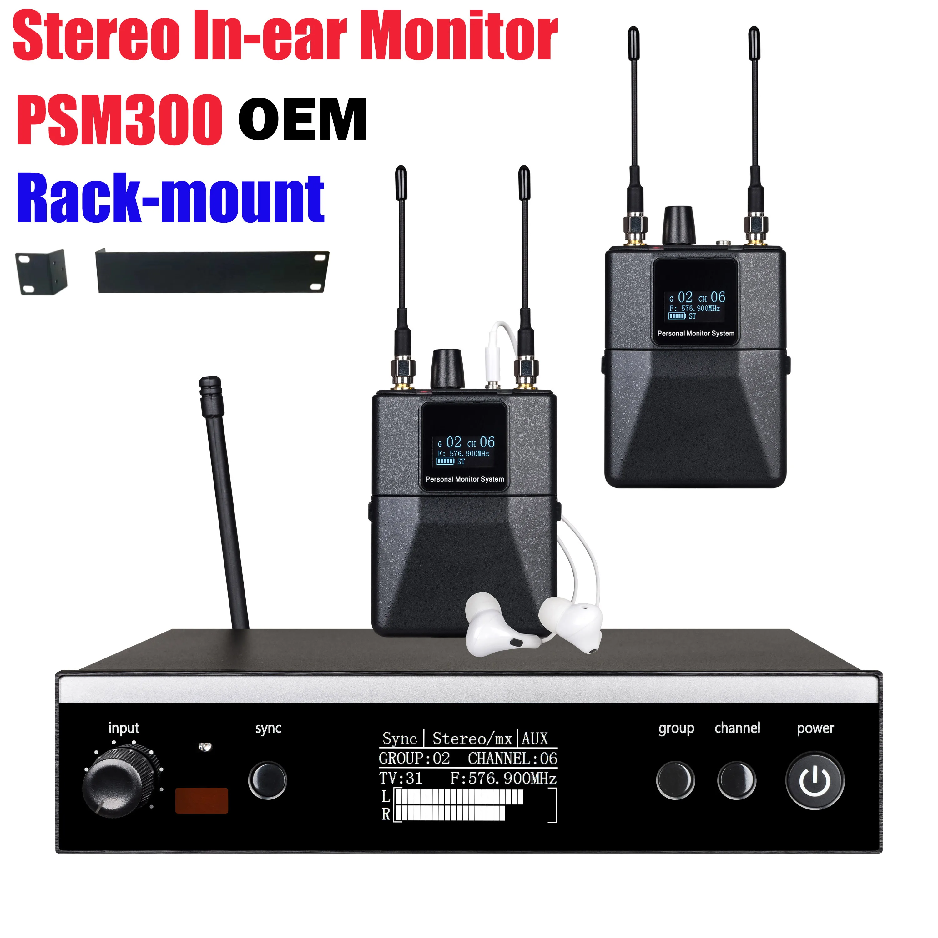 جهاز استقبال لاسلكي 500 ميجا هرتز نظام مراقبة PSM300 خاص بالمرحلة شاشة في الأذن قوة عالية 100 ميجا واط برو لاسلكي لمرحلة الإرجاع