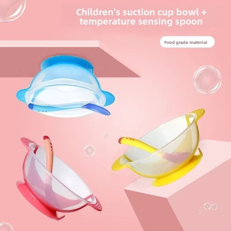 

Baby Bowl Set Suction Cup Bowl with Temperature Sensitive Spoon Set Baby and Children's Tableware