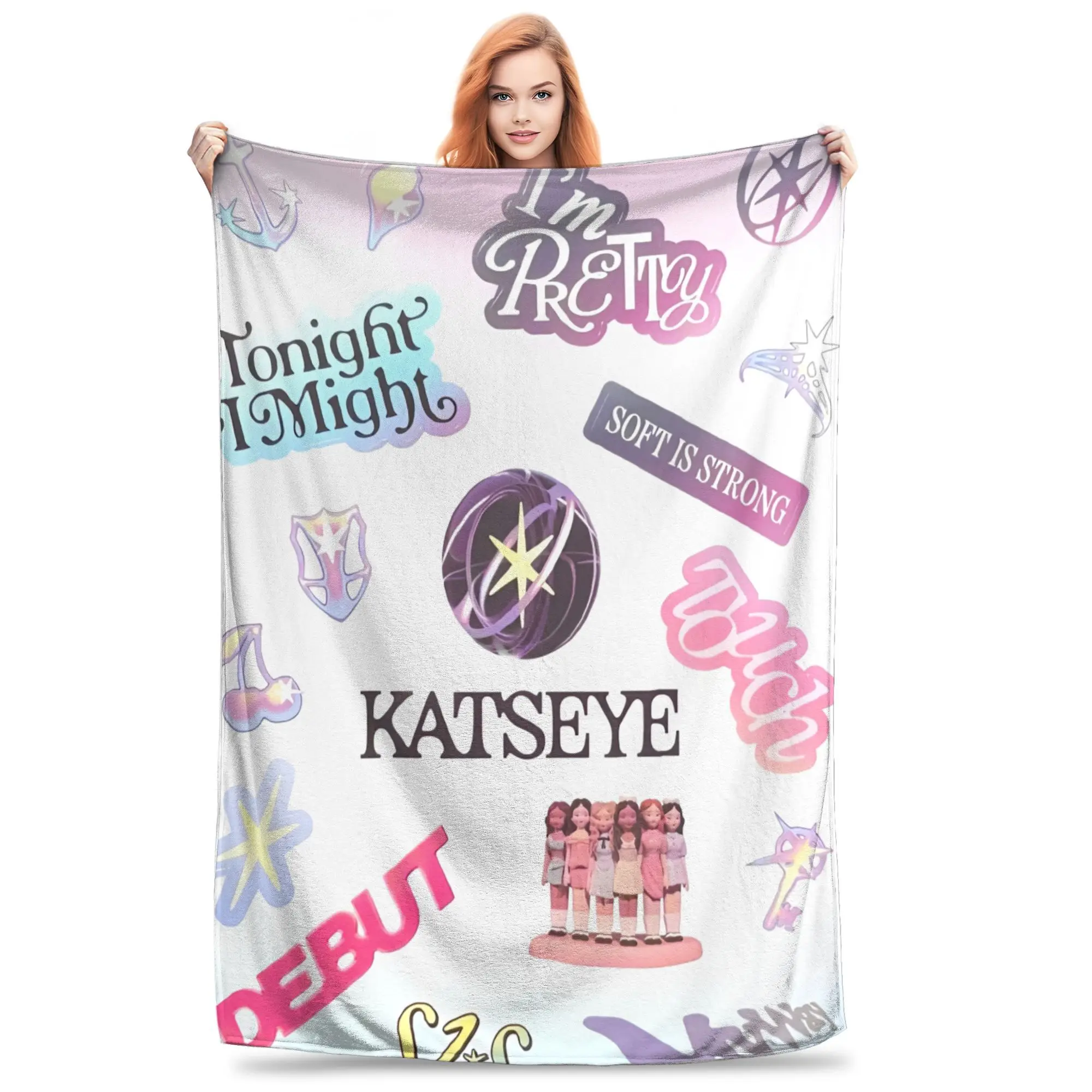 Korean Style KATSEYE Gnarly  Flannel Blanket Spring  Warm Soft Bedding Throws for Kids Bedroom Novelty Bedspread Sofa Bed Cover