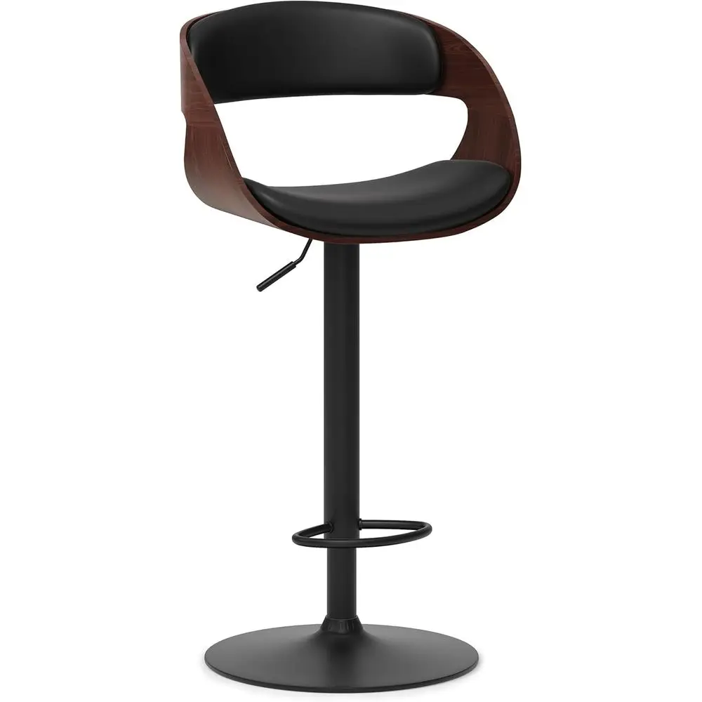 

Современный барный стул на 32 см с поворотным механизмом и регулировкой высоты, черная искусственная кожа, для столовой и кухни