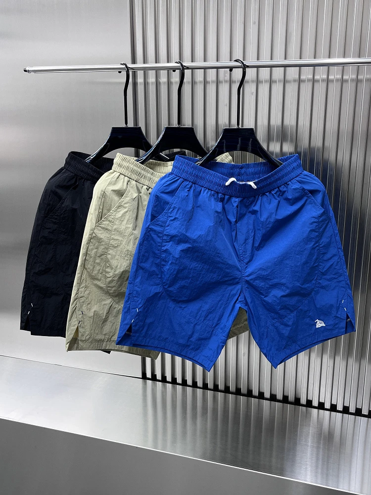 

Модные мужские летние тонкие повседневные прямые пляжные брюки для активного отдыха, быстросохнущие, свободного кроя, со средней талией, укороченные