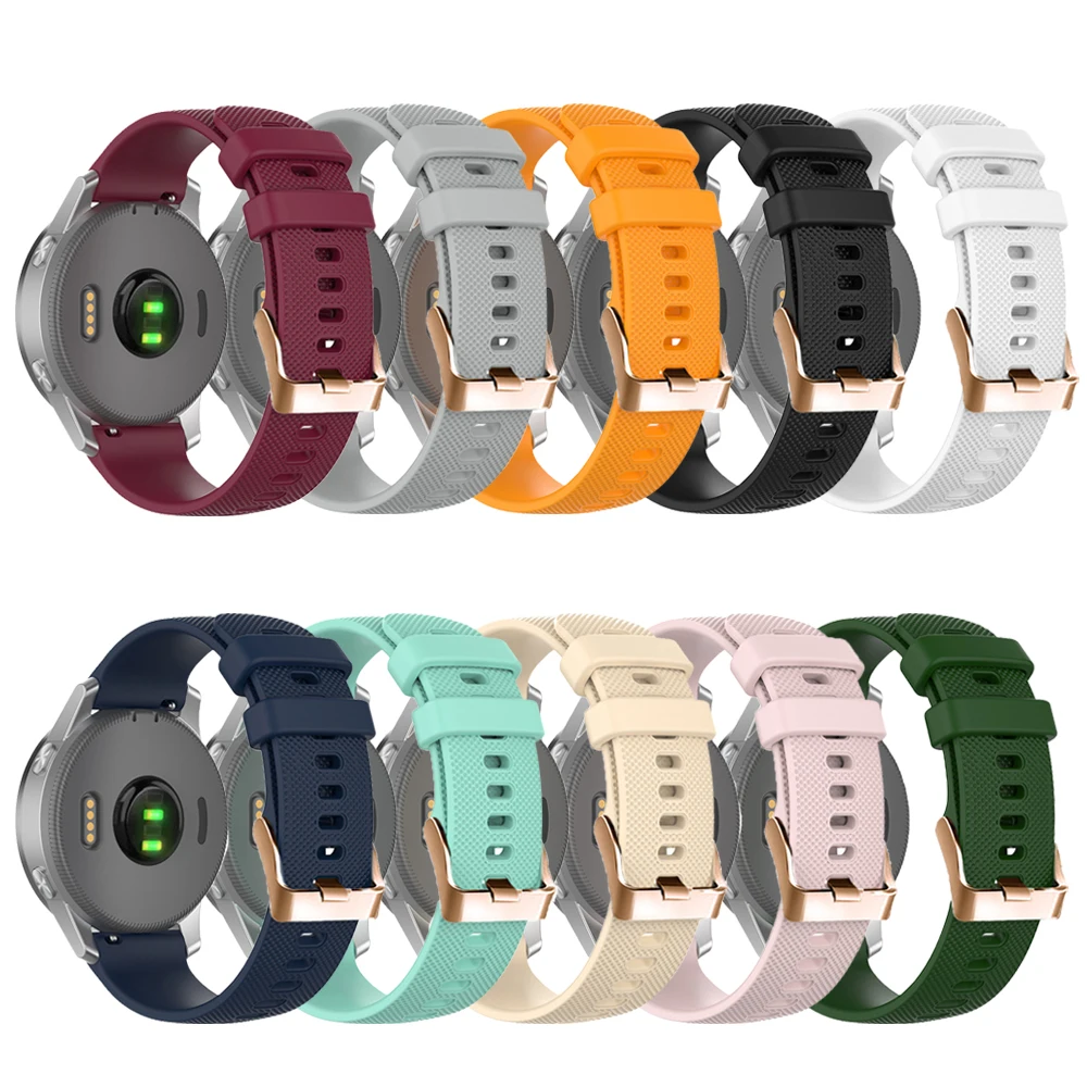 หัวเข็มขัดสีทองซิลิโคน Strap Smartwatch สำหรับ Garmin Venu 2 Plus/Venu Vivoactive 3 3T นาฬิกาข้อมือ20มม.Forerunner 645 245 55สร้อยข้อมือ
