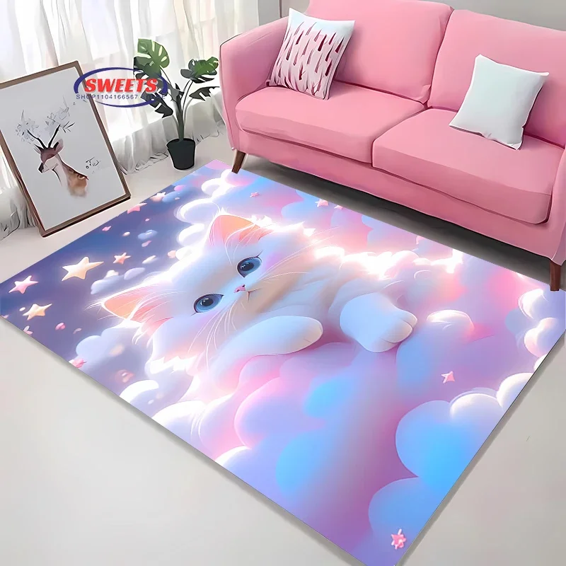 

Cat Design Area Rug – Non-Slip Washable Carpet, Durable Floor Mat for Living Room Bedroom Office Decor
