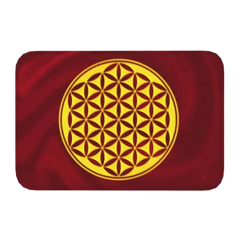 Flower Of Life Sacred Geometry Mandala Front Door Mat Indoor  Harmony and Balance Spiritual Doormat Kitchen Entrance Rug Carpet