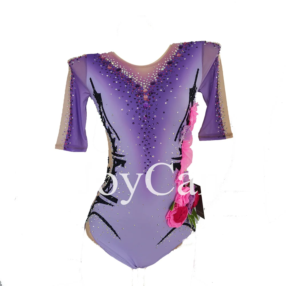 Joycan Rhthmische Gymnastiek Maillots Meisjes Vrouwen Paarse Spandex Elegante Danskleding Voor Competitie