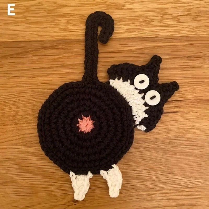 Funny Coaster High Temperature Resistant Easy To Clean Reused Various Styles Wear-resistant Heat Insulation Cloth Cat Butt Coast