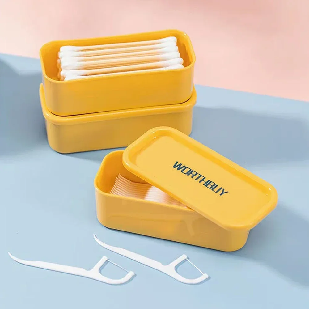 Ins Portable Cotton Swab Box Travel Dental Floss Holder Case Sundries Organizer Box Dust-proof Wire Earphone Cable Storage Box