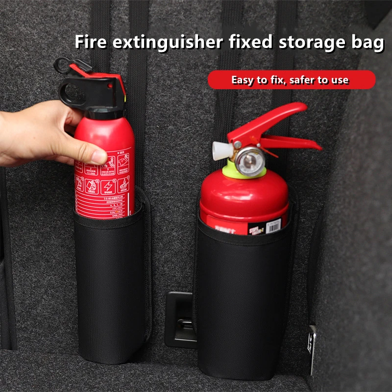 Car Fire Extinguisher Hanging Bag Trunk Organizer Fire Extinguisher Storage Bag Trunk Seat Back Holder Accessories 2 Sizes