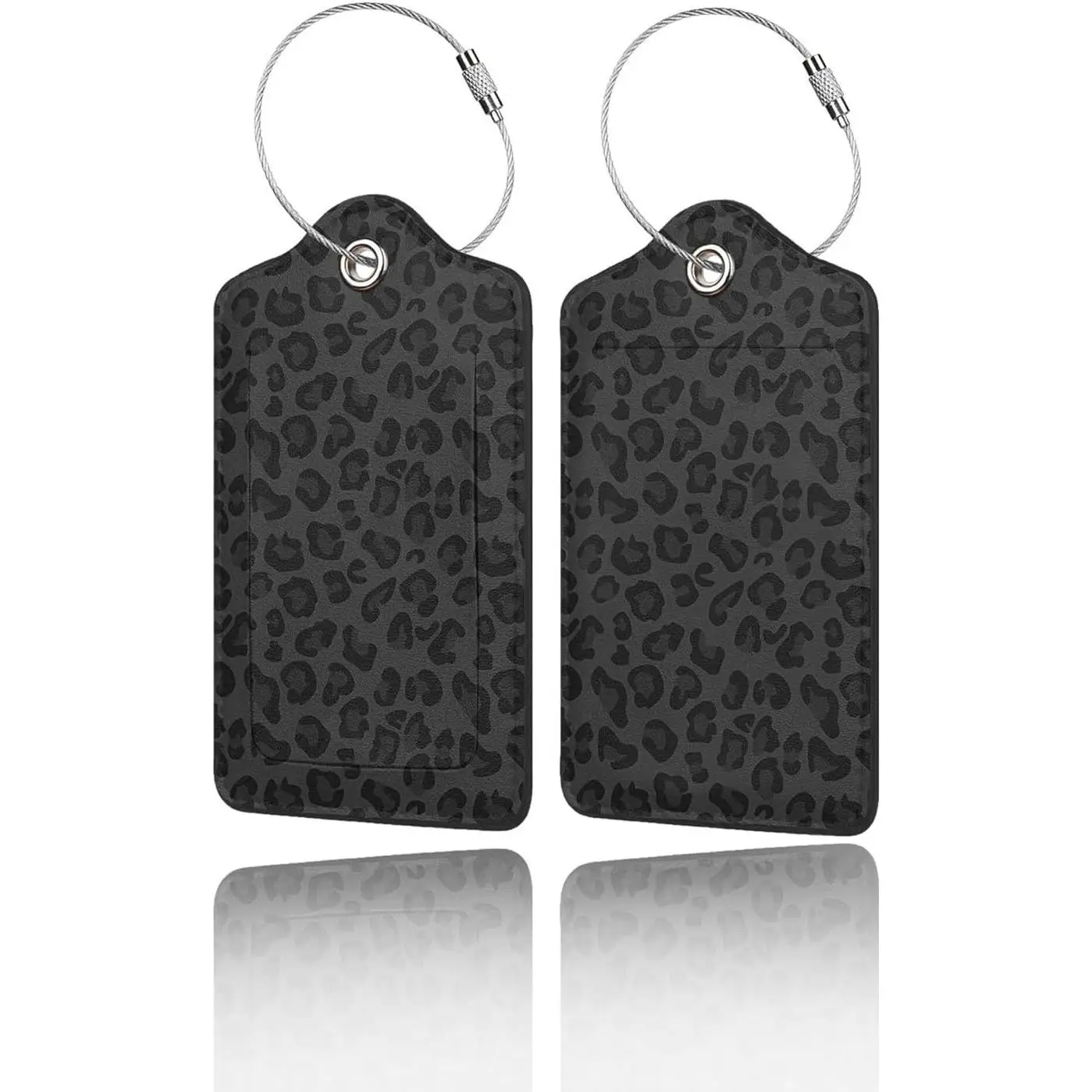 

Чемодан с черным леопардовым гепардом, идентификационная этикетка с конфиденциальной обложкой из нержавеющей стали и адресной карточкой для дорожной сумки, рюкзака, круизного корабля