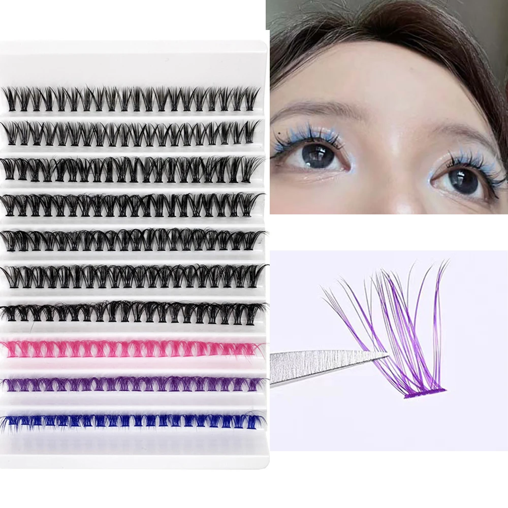 

10 Rows New 30P/40P Hot Melt Blossom Hair Color Hair Purple Blue Red Black European and American DIY Self Grafted Single Cluster