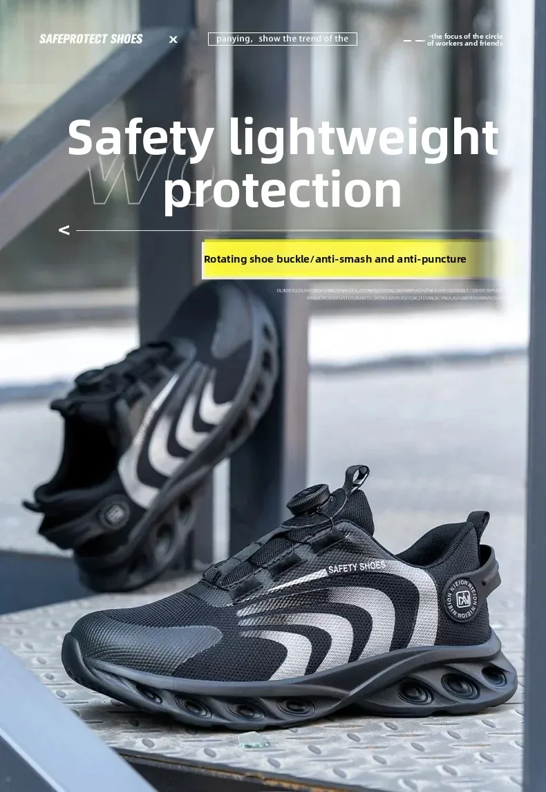 New Safetys Shoe Rotating Button Work Shoes Men Anti-smash Anti-puncture Shoes Fashion Men Sport Shoes Security Protective Boots