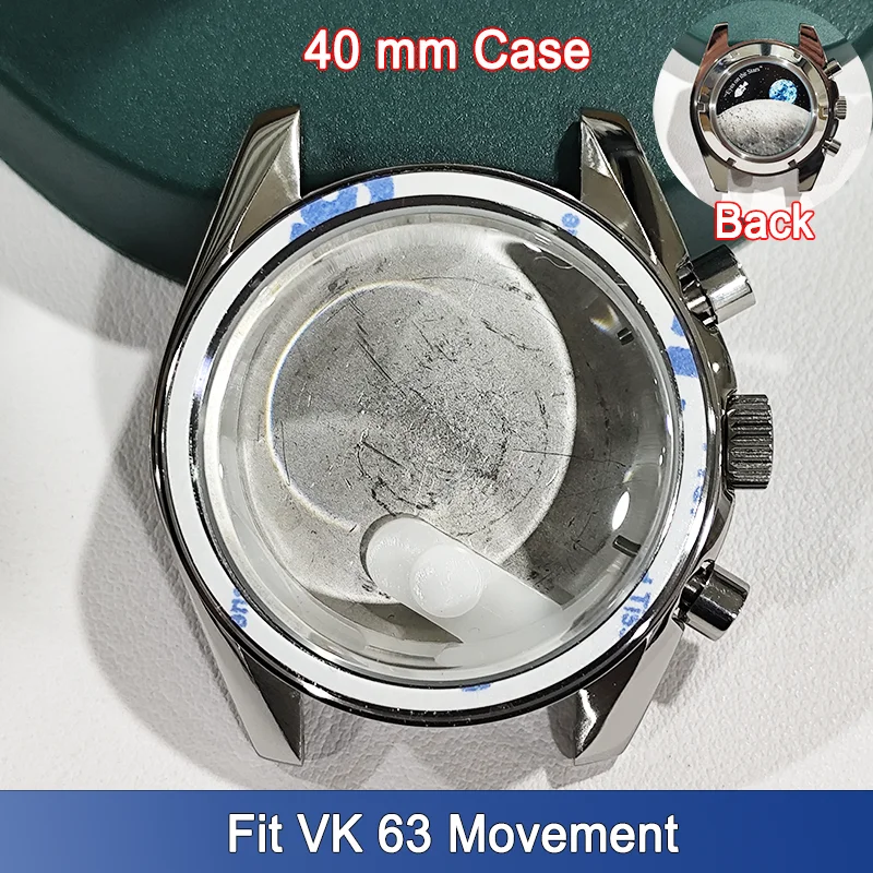 

Top 40mm Watch Case VK 63 20mm Watches Band Strap Cases Moon Lunar Pattern Replacement Wristwatch Accessory Modification Parts