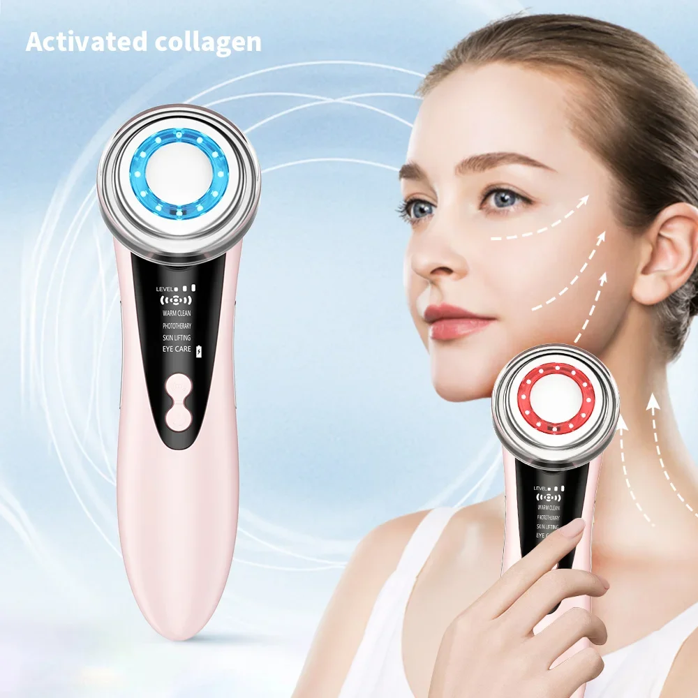 Dispositivo de belleza de Estiramiento Facial EMS de microcorriente, luz LED roja y azul, rejuvenecimiento de la piel, masajeador Facial eléctrico, eliminación de arrugas