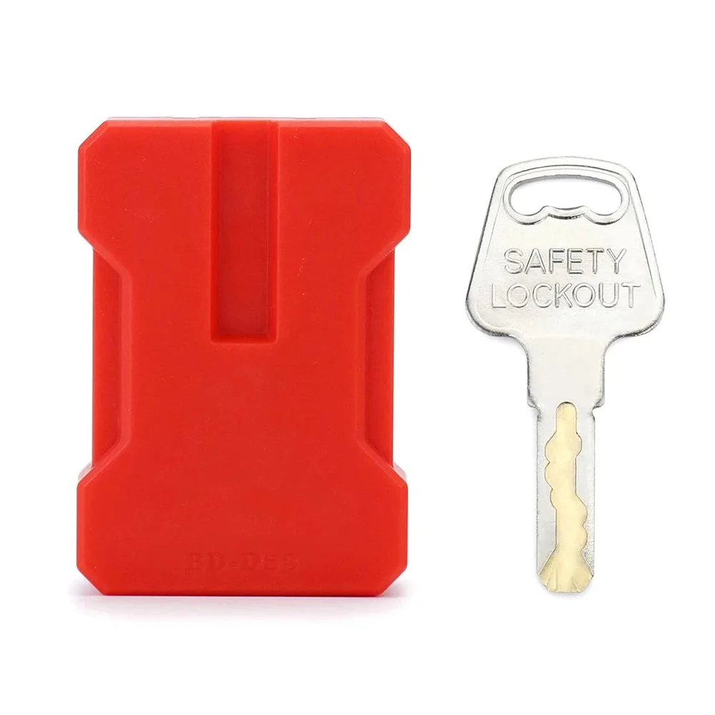 Red Plastic MCB Lockout Device Keyed Different With 2 Safety Keys For Accidental Circuit Breaker Operation