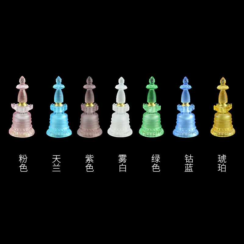 

Glass Thousand Buddha Wall Tower Kadam Offering Tantric Ritual Object Containing Malaka Relic Bodhi Pagoda