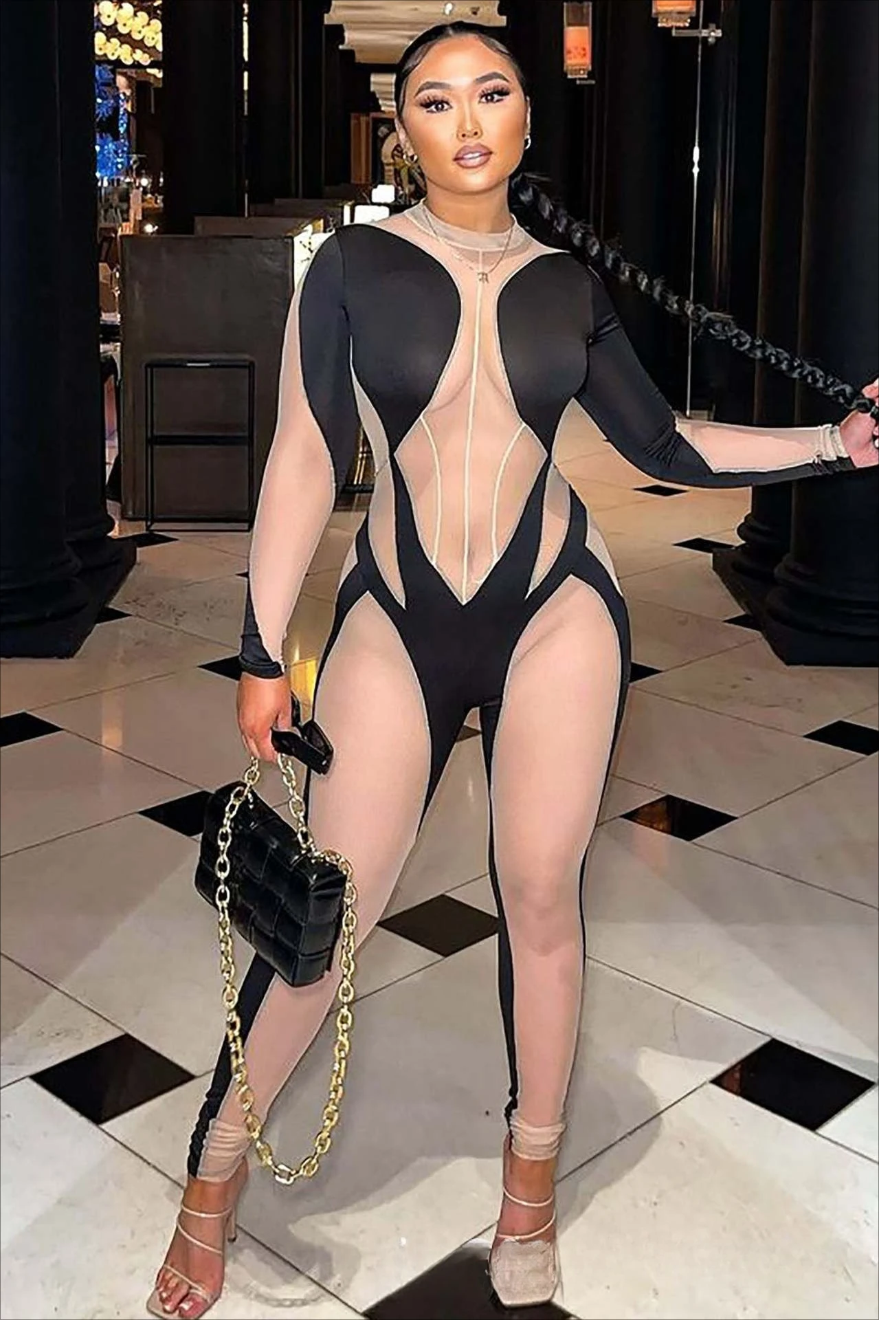 بدلة نسائية مرنة عالية ملابس داخلية بدون خياطة بدلة نسائية بسحاب خلفي بدلة رقص للحفلات والنوادي الليلية