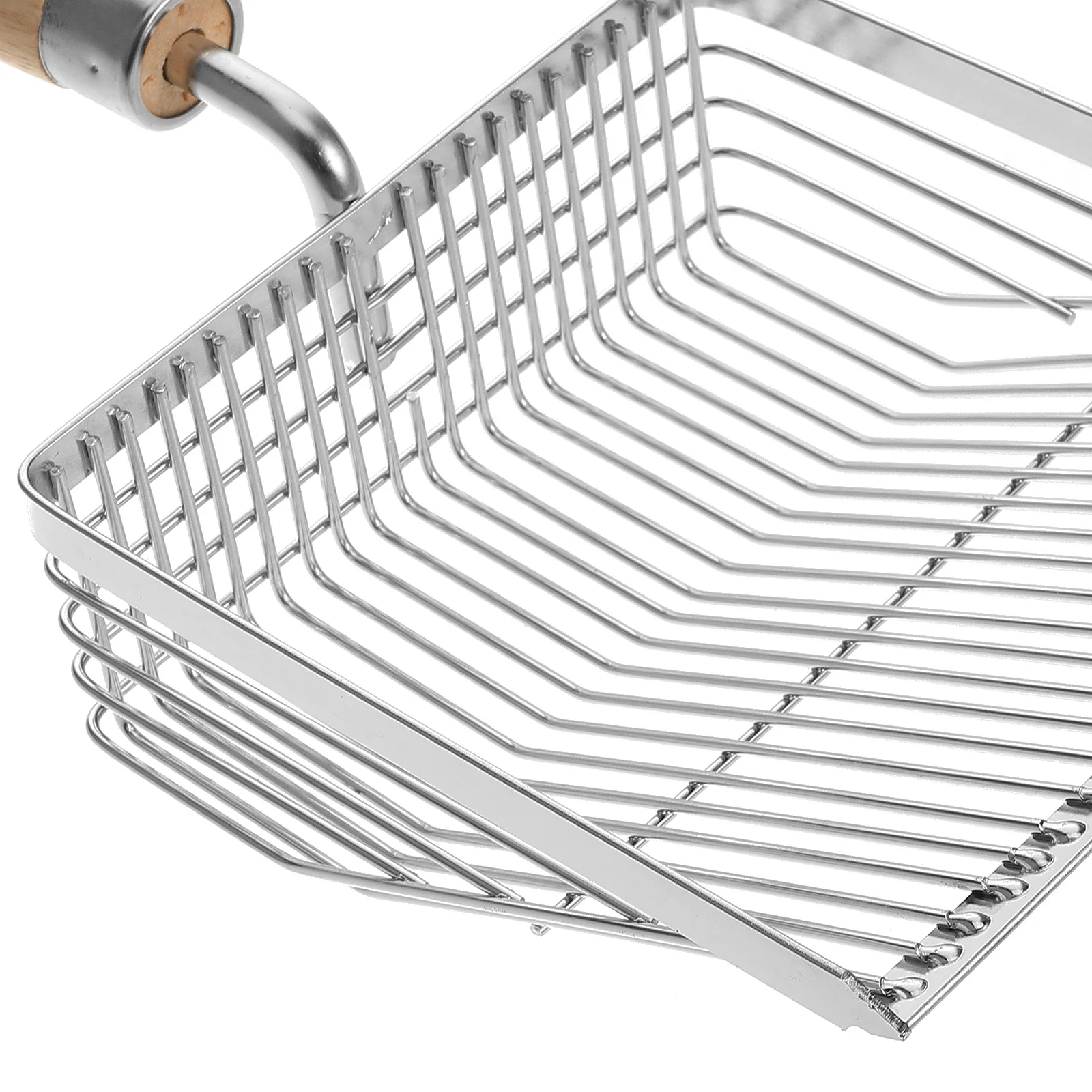 Tamiz de arena portátil de acero inoxidable para playa, mango de madera, diseño de malla extendida, carcasa eficiente para recoger actividades al aire libre para niños