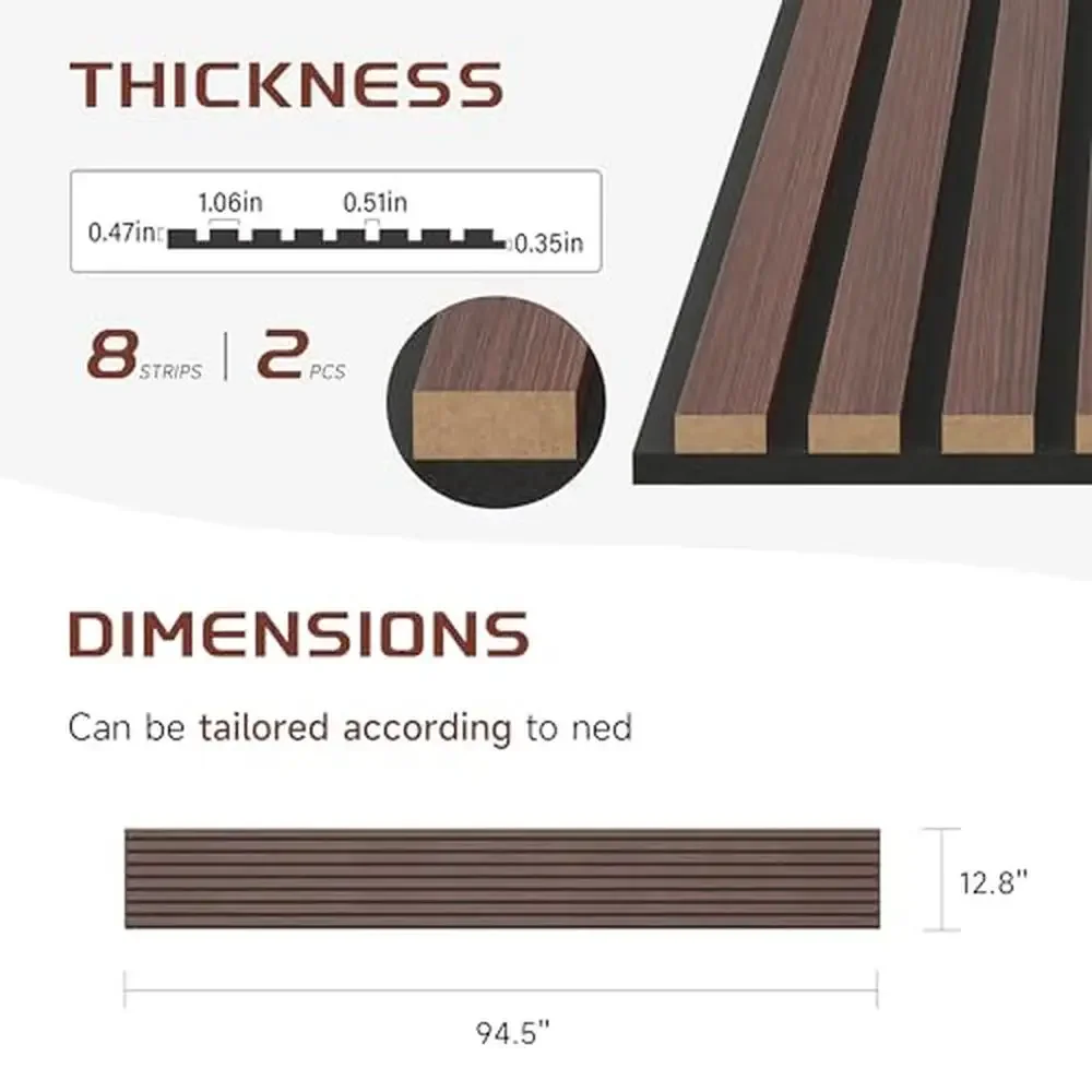 Dekorative Akustik-Holzverkleidung, 2er-Set, Schallschutzplatten aus Eichenfurnier, umweltfreundliche Innenwanddekoration, einfache Installation, modern