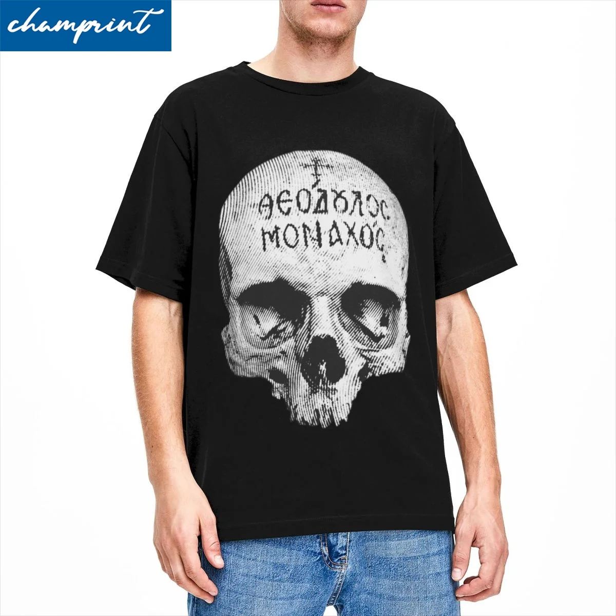 

Gothic Eastern Orthodox Monk Skull T-Shirt for Men Women Leisure Cotton Tee Shirt Short Sleeve T Shirts Gift Idea Clothes