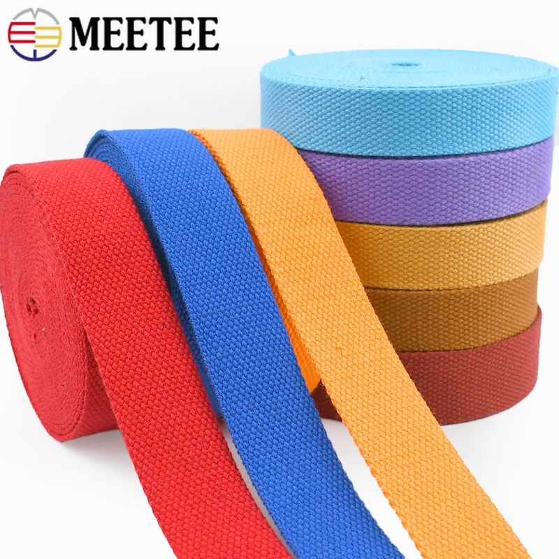 

5M 20/25/32/38/50mm Weave Canvas Webbing Cotton Tapes 2mm Thick Decorative Ribbons Strap Sewing Bais Accessories Bag Belt Sling