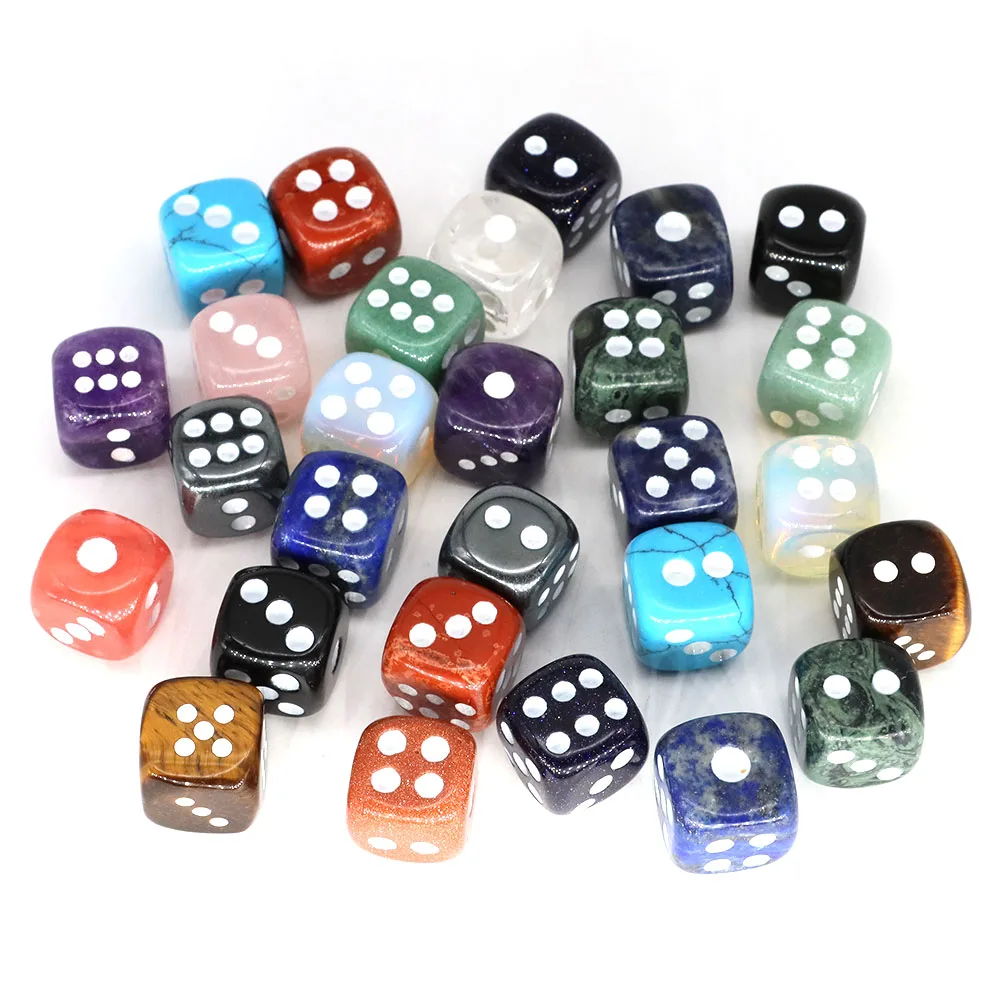 15mm Natural Crystal Stone D6 Dice Table Playing Game Tools Family Party Bar Club Entertainment Accessories Home Decoration Gift