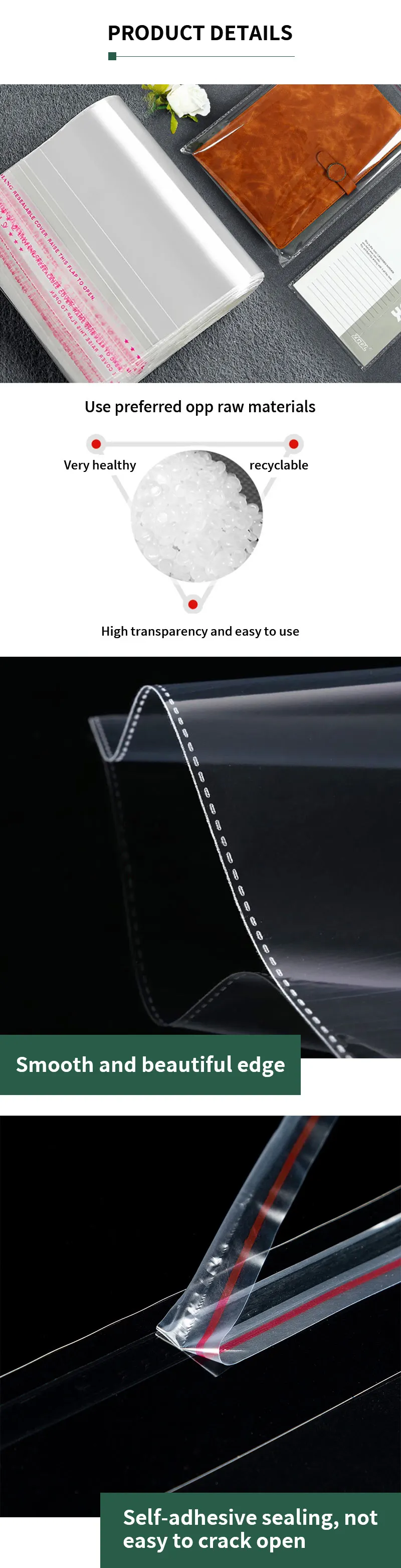 Selbstklebende Zellophanbeutel aus Kunststoff, Opp, transparent, versiegelt, Schmuck, Geschenk, Lebensmittel, Süßigkeiten, Kleidung, Kuchen, Verpackung, durchsichtige Beutel – Detail 6