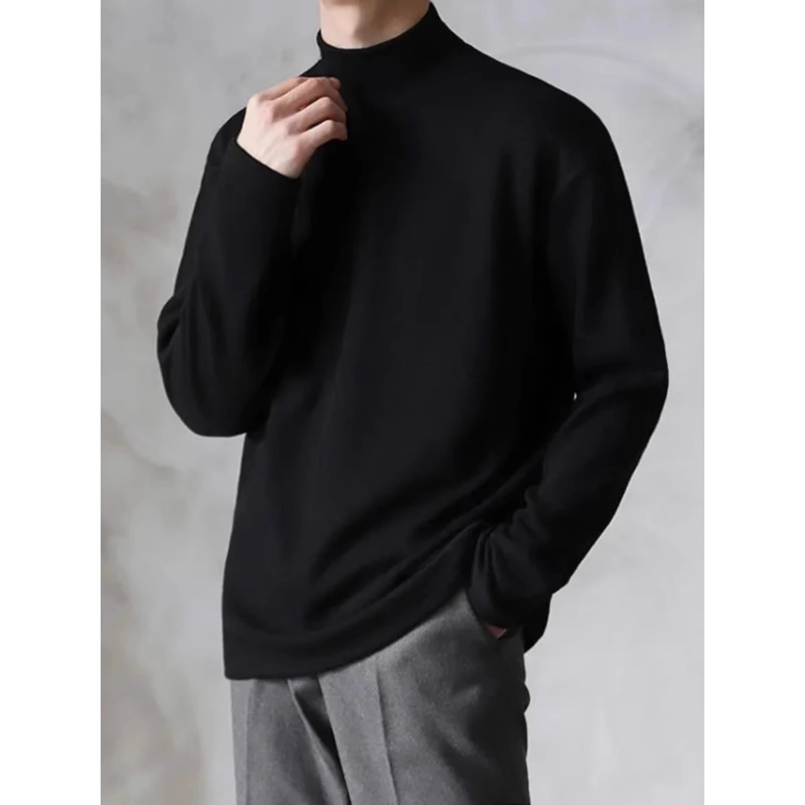 

Мужская термофутболка большого размера, двусторонняя, Fce Long Sve f-high Collar, американский ретро, внутренняя одежда Base irt