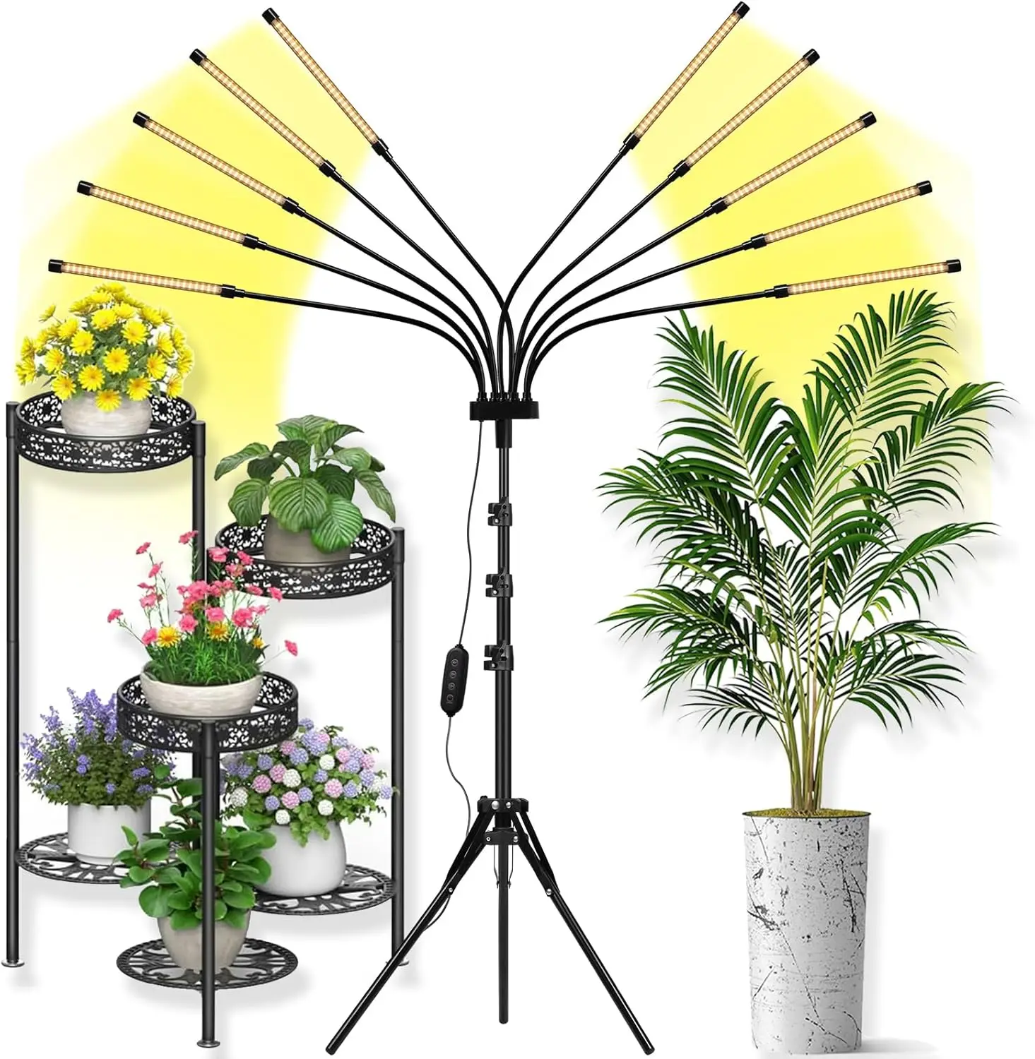 

10-in-1 Full Spectrum LED Grow Light with Tripod Stand, Auto Timer for Indoor Plants