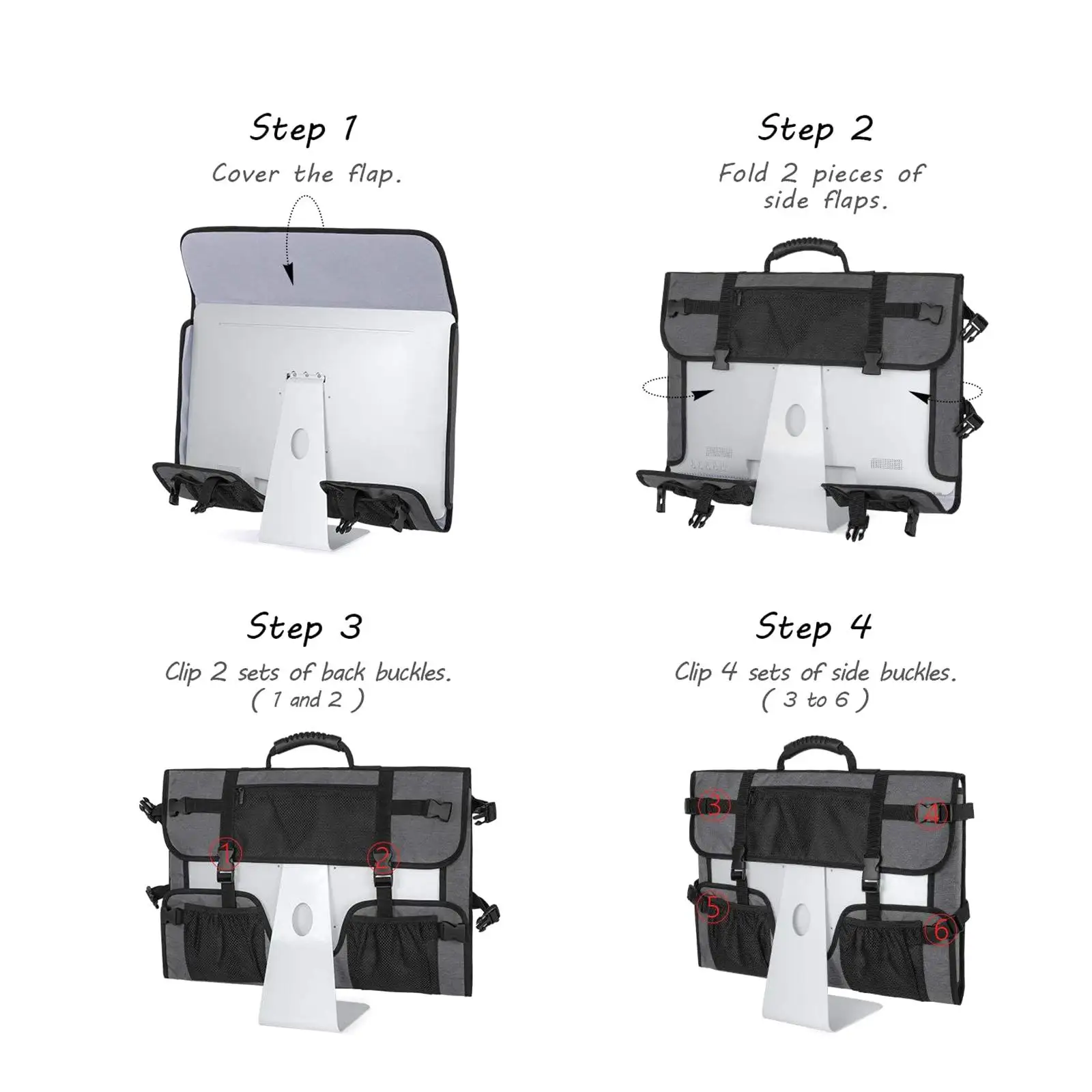 27" Travel Carrying Bag Protective Case Dust Cover for Desktop Computer