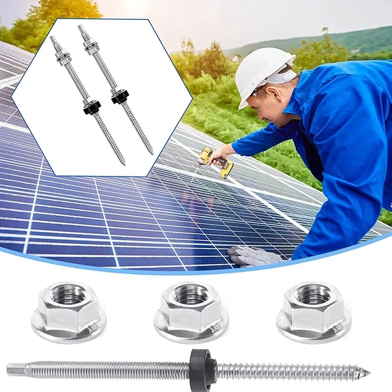 4pcs Solar Mounting Hanger 304 Stainless Steel Bolts Photovoltaic Solar Panel Roof Mounting Screws M10 Solar Panel Accessories