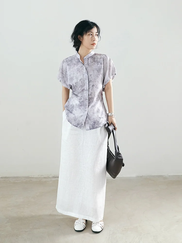 

Летняя женская юбка из льна с высокой талией, прямым кроем, разрезом, тонкая, универсальная, стройнящая, длинная, складчатая, хлопковая, с завышенной талией, силуэт H-образной формы