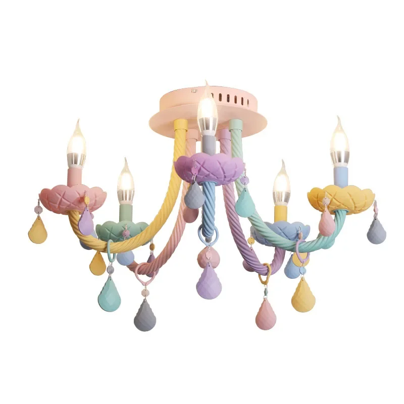 

Crystal LED Ceiling Chandeliers Nordic Candle Lamp Light Decor For Home Baby Children's Kids Girl Bedroom Living Room Decoration