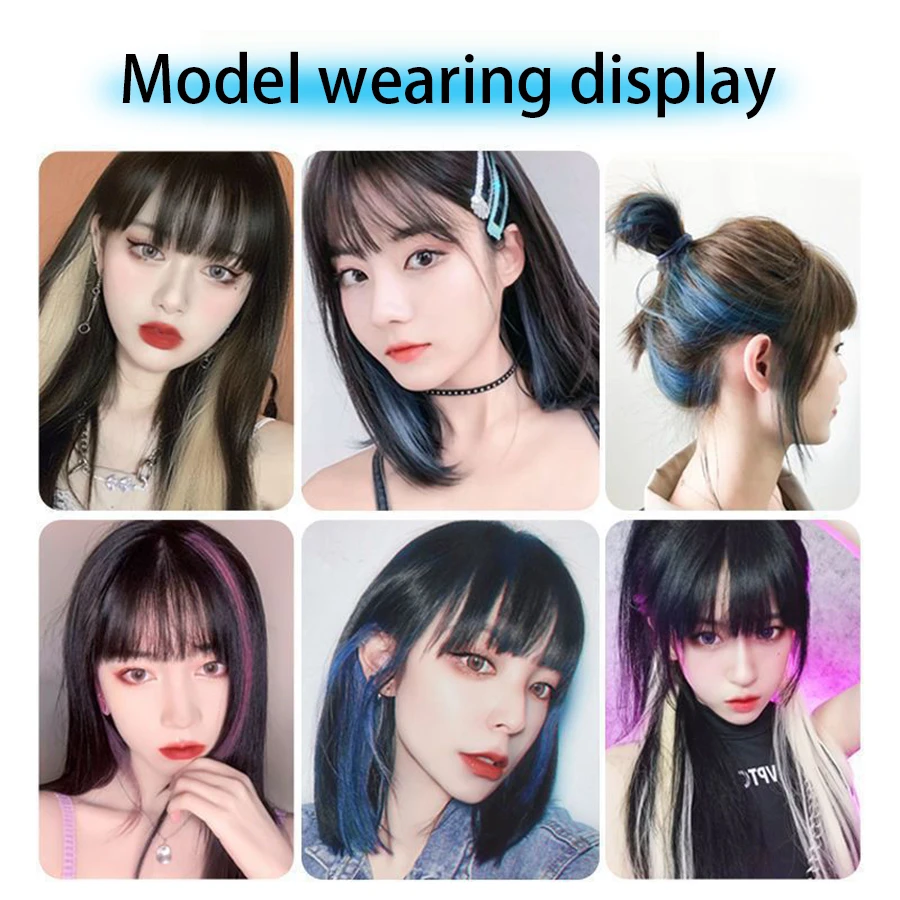 Ear-Hanging Highlight Hair Coloring Strips Women's Long Hair One-Piece Colorful Hair Extensions Invisible Synthetic wig Stickers image 6